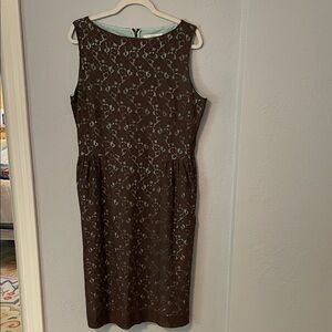 Isaac Mizrahi Brown Lace Midi Dress